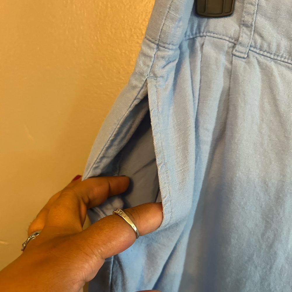 Abercrombie & Fitch Pants -  light blue linen blend button blend wide leg - Picture 9 of 13